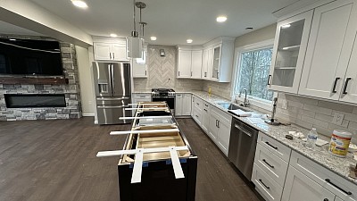 Installation of quartz granite for kitchens
